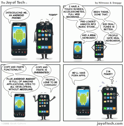 Android vs iPhone cartoon