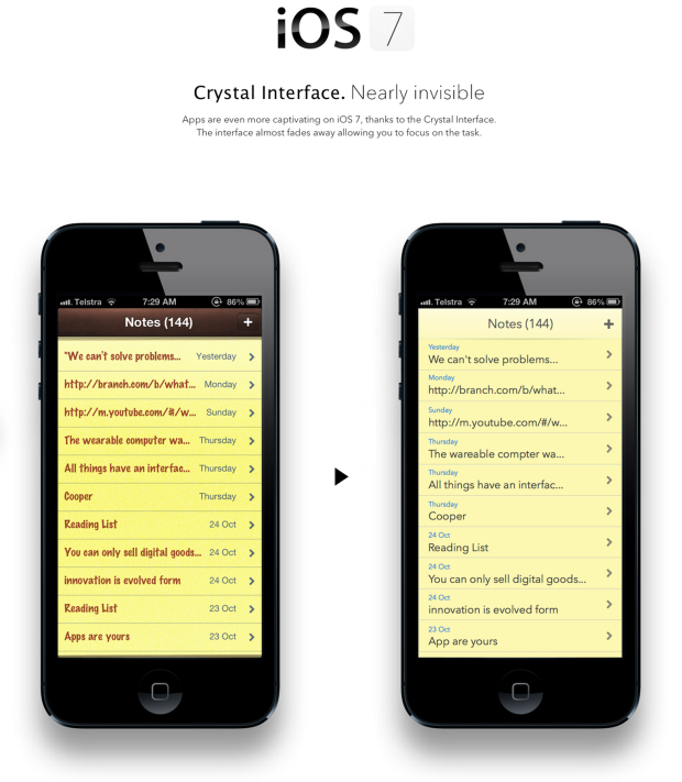 iOS7 notes mockup