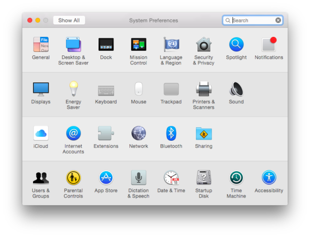 Yosemite DP6 System Preferences