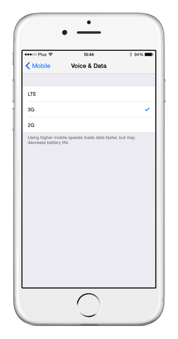 iOS 8.1 2g 3g LTE switch