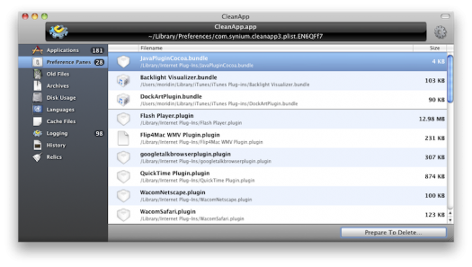 CleanApp - prefs