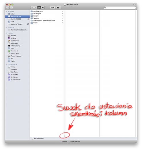 Finder - szerokość kolumn