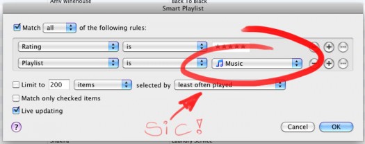 iTunes 9 Playlist Rules